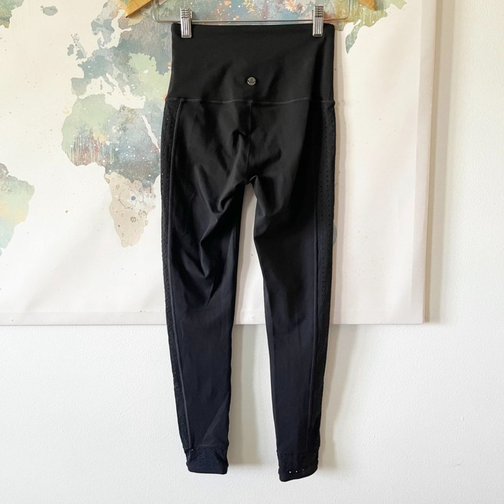Prana Leggings‎ Black Eyelet Detail Pull On Waistband Pocket Mid Rise Size XS - Picture 7 of 11